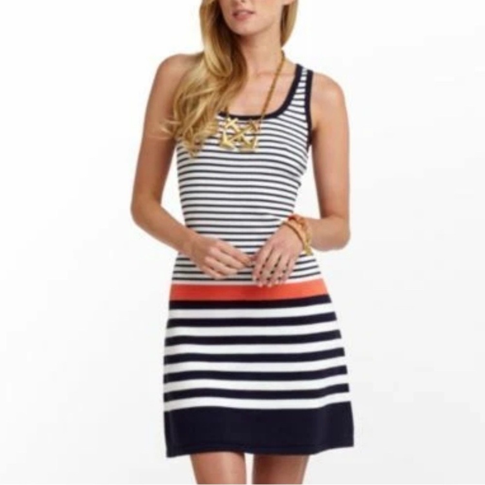 Lilly Pulitzer Stanton Sweater Dress Women's XS Resort White Buoy Stripes Preppy
